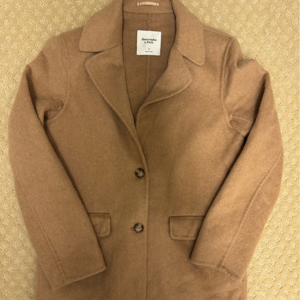 Abercrombie & Fitch Women's Tan Wool-Blend Blazer Coat